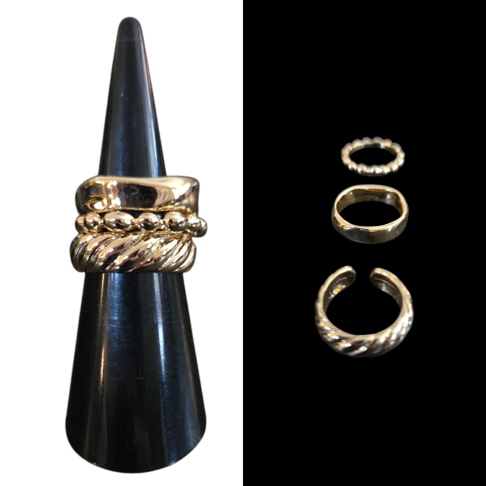 Nordstrom‎ Gold Plated Three Stackable Ring Set NWT
